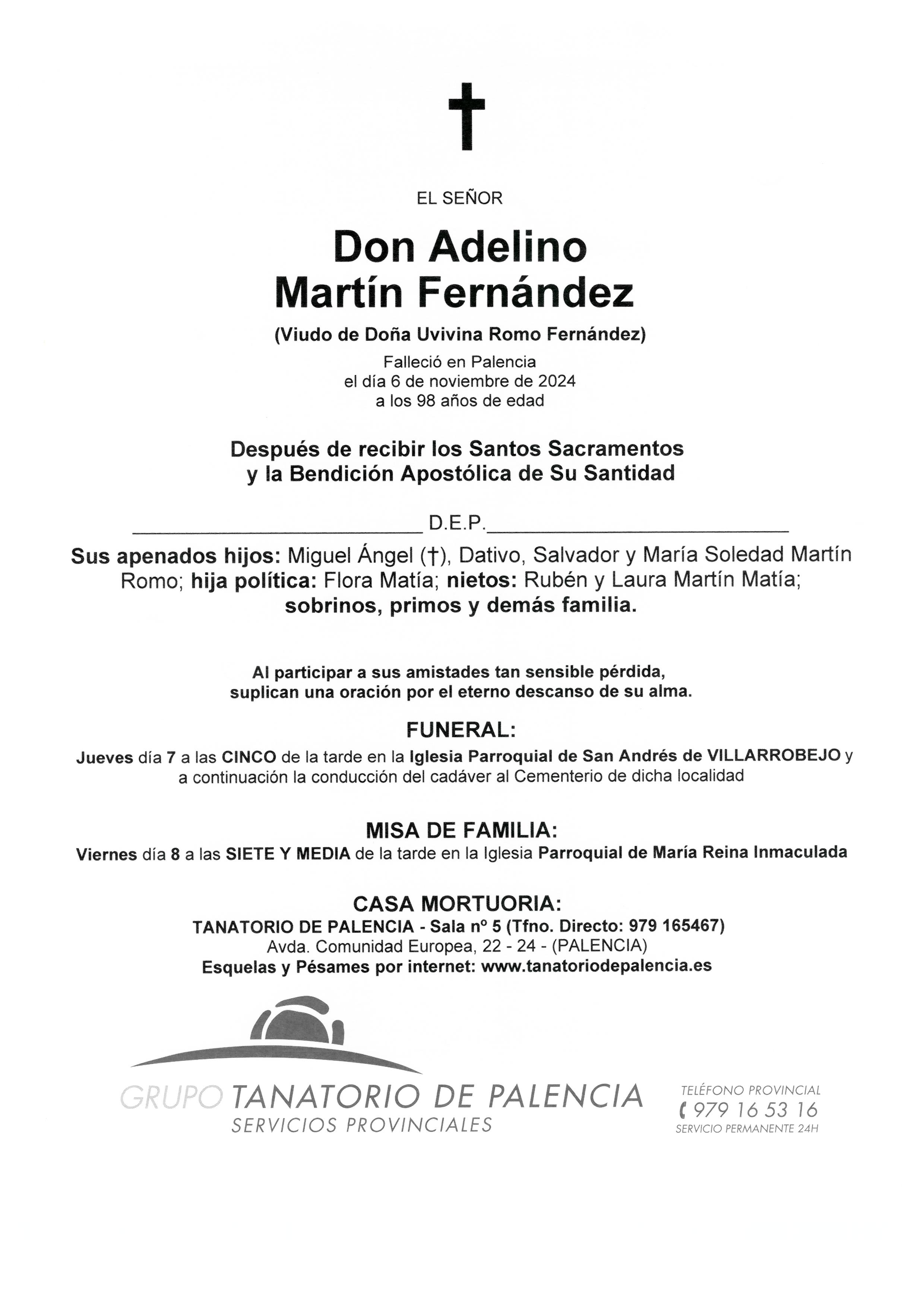 EL SEÑOR DON ADELINO MARTÍN FERNÁNDEZ